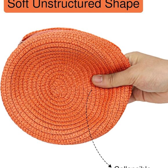 Women's Mini Straw Crossbody Bag Small Beach Purse Casual Summer Accessory - Picture 5 of 7